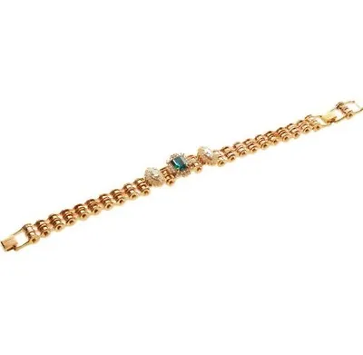 MAWI LONDON Gold Tone Double Link Bike Chain Choker With Crystal Clusters - £689 • $323.70