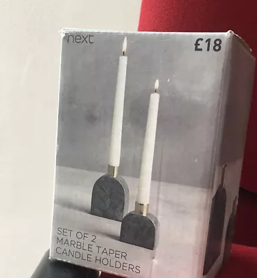 £13 • Buy Set Of 2 Green Marble Taper Dinner Table Candle Holder Candlestick By NEXT Bn