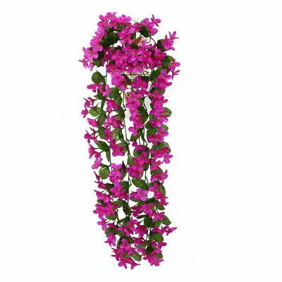 Artificial Flowers Fake Violet Orchid Rattan Wall Hanging Garden Weddings Decor • £4.79