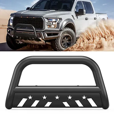 For 2004-2022 Ford F-150 3  Push Bull Bar Brush Grille Guard Bumper Black • $98.95