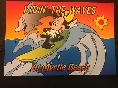 Postcard Unposted Disney Myrtle Beach S.c. Minnie Mouse Surfs With Dolphin  • $2.50