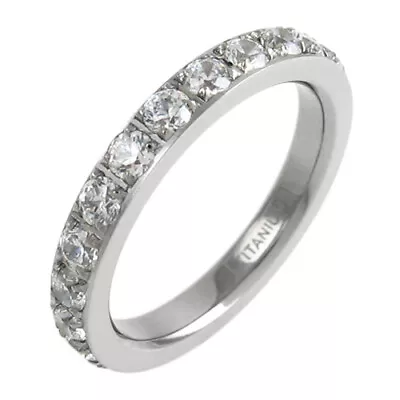 Titanium 1.7 Carat CZ Eternity Wedding Band Ring Size 5-10 (w/ Half Sizes) • $14.99