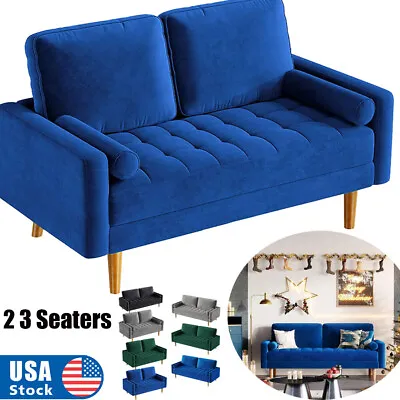 Upholstered Loveseat Sofa Couch Plush Velvet Sofas 3/2 Seater Sofas Furniture • $199.99