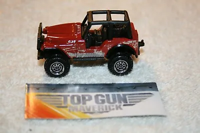 Matchbox 2020 Top Gun Maverick RED 1983 JEEP WRANGLER CJ7 4x4 W/ HITCH   LOOSE • $7.95