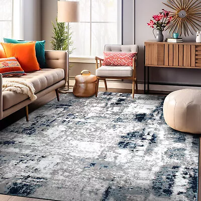 Rugshop 5X7 Rug Contemporary Abstract Distressed Modern Rugs Blue Turkish Rugs • $96.06