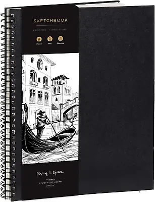 A3 Sketchbook For Artists Hardcover – 200GSM Very Thick Paper – Large Sketch Pad • £29.34