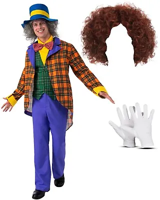 Men's Mad Hatter Costume Fairytale Alice In Wonderland Book Week Fancy Dress Up • £29.90