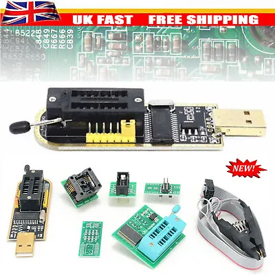 EEPROM BIOS USB Programmer CH341A + SOIC8 Clip + 1.8V Adapter + SOIC8 Adapter • £15.59