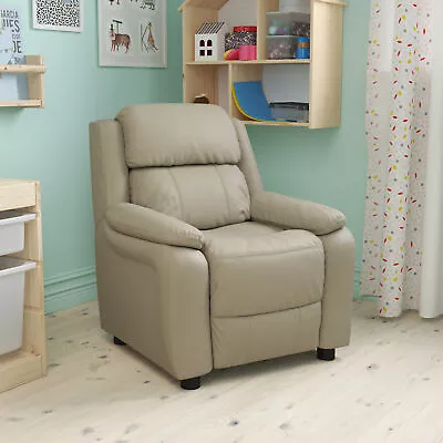 Deluxe Padded Lavender Vinyl Kids Recliner With Storage Arms • $222.54