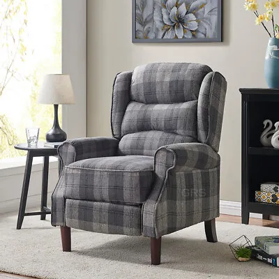 £249.99 • Buy Recliner Armchair Tartan Chair Wing Back Sofa Lounge Chair Adjustable Footrest