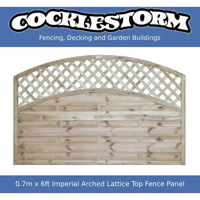 0.7m High X 6ft Wide Timber Euro Arch Lattice Top Garden Fence Panel • £51.70