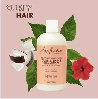 Shea Moisture Coconut & Hibiscus Curl & Shine Shampoo 384 Ml / THICK CURLY HAIR • £7.49