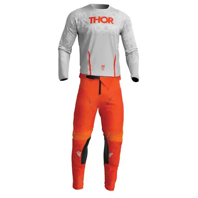 Thor 2024 Pulse Mono Motocross Offroad Jersey Pant Combo Light Gray/Orange • $124.90