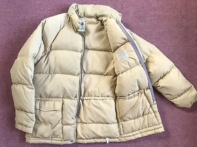 Vintage Sierra Designs Goose Down Puffer Jacket Size Small Beige 70s 80s Quilted • $69.99