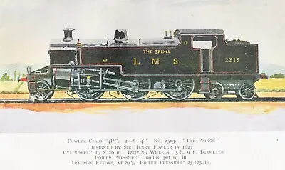 Railway Art Fowler Class 2313 The Prince Loco  Rare Mounted Print 78 Yrs Old • £8