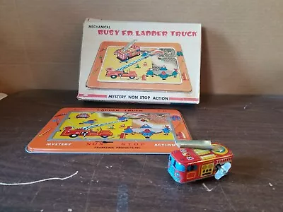 TPS TIN MECHANICAL BUSY F.D. LADDER TRUCK W/BOX Works Great • $54.99