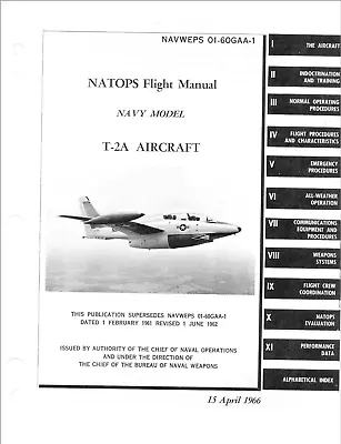 282 Page 1966 T-2A Buckeye Trainer NAVWEPS 01-60GAA-1 NATOPS FlightManual On CD • $19.99