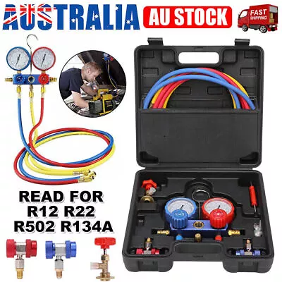 $52.99 • Buy R134a Manifold Gauges Set Refrigerant Kit + Color Hose Air Conditioner HVAC 60 