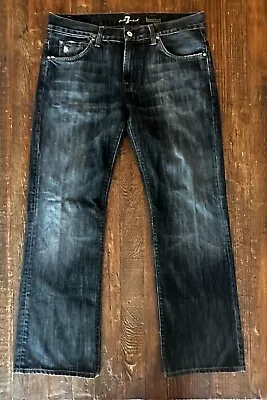 Seven 7 For All Mankind Men’s Bootcut Dark Wash Distressed Jeans Size 34/32 • $32.95