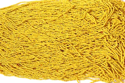 RARE Antique Micro Seed Beads- 20/0 Opaque Corn Yellow On Hanks- Handmade Beads! • $6.25