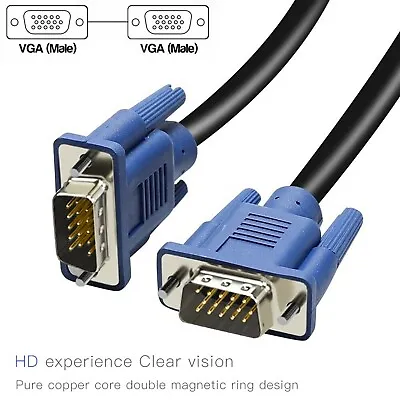 £2.69 • Buy 1.5 Meter VGA / SVGA 15 Pin PC Computer Monitor LCD Extension Cable Male To Male