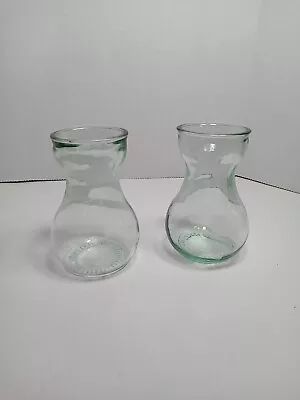 2 Vintage Clear Glass Hyacinth Bulb Forcing Vases 5 5/8  Tall X 3 3/4  Wide • $18