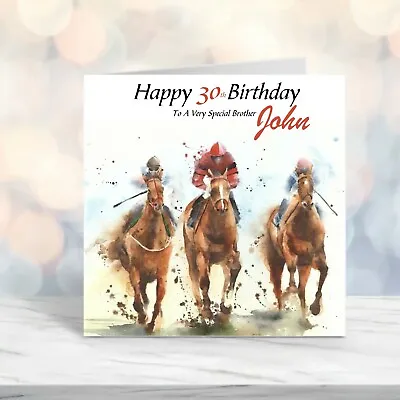 Personalised Birthday Card Horse Racing  Any Name/Age/Relation • £2.99