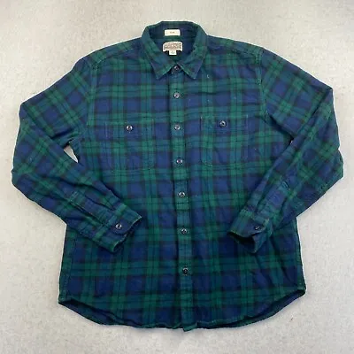 J.Crew Shirt Men's Large Mid Weight Slim Flannel Blue And Green Plaid • $14.33