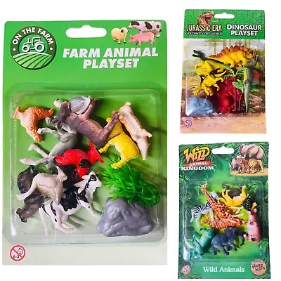 Farm Animal Playset Wild Animals & Dinosaurs Plastic Toys Gift For Kids • £5.99