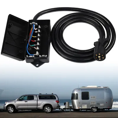 4/8 FT 7 Way Plug Trailer Cord 7-Pole Inline Junction Box Wiring Harness USA • $23.95