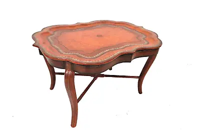 Antique English Leather Butlers Tray - Regency Style Coffee Table • $795