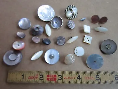 25 Antique MOP Mother Of Pearl Shell Buttons Abalone Vintage Carved Unique Shape • $16.97