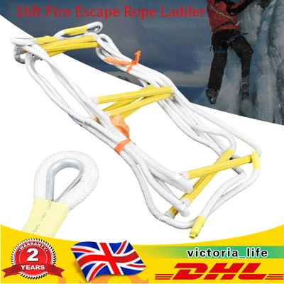 £35 • Buy 16ft Fire Escape Rope Ladder Emergency Anti-Skid Rescue Rope Ladder Climb 300KG