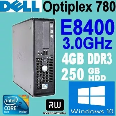 Dell OptiPlex 780 E8400 (250 GB Intel Core 2 Duo 3.00 GHz 4 GB) PC Desktop • $150