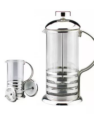 800ml / 8-cup Stainless Steel Glass Cafetiere French Filter Coffee Press Plunger • £8.95