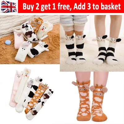 £5.82 • Buy 3D Animal Ladies Winter Warm Soft Fluffy Bed Sock Lounge Slipper Floor Sock Tk