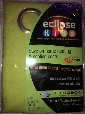 Eclipse Energy Saving Noise Reducing Blackout Curtain One Grommet Panel Lime • $24.95