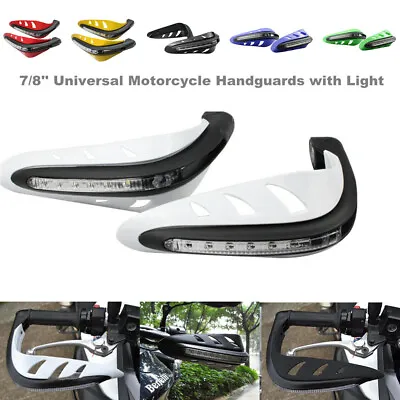 7/8 Universal Motorcycle Handguard Handlebar Hand Protector With LED Turn Signal • $44.27
