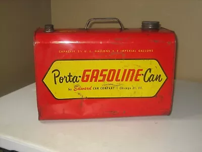 Vintage Edward Metal Red Porta Can / Gas Can - 2.5 Gal. -   -original • $26.95