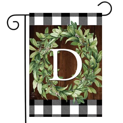 Wreath Monogram D Garden Flag • $9.86