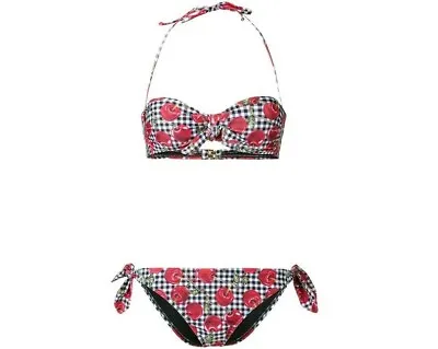 Moschino Women's Red Cherry Check Print Bikini Set Size XS 177177 • $233.75