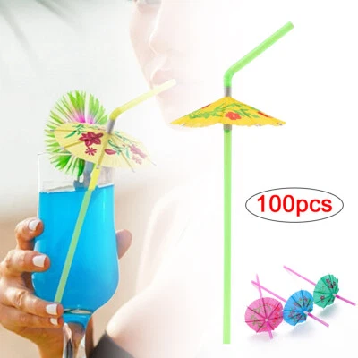 £5.99 • Buy 100X Cocktail Umbrella Straws For Drinks Cocktail Party Paper Umbrella Straw