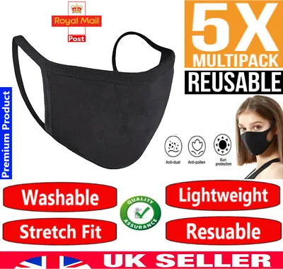 FACE MASK PREMIUM Cotton Reusable Washable Mouth Cover 2 Layers Virus Protection • £1.99