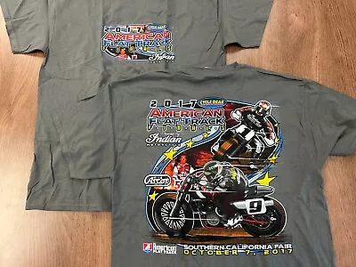 2017 American Flat Track Finals L T Shirt Deadstock Indian Motorcycle Gray Nos • $15