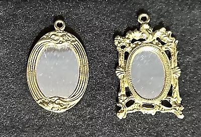 Miniature Gold Tone Framed Dollhouse Mirrors Lot Of Two 2.25”X1.5” & 2.5”X1.5” • $17.50