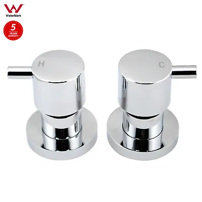 ACA Bathroom Basin Round Shower Wall 1/4 Turn Taps Hot Cold Brass Vanity Faucet • $48.99