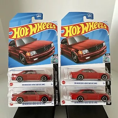 Hot Wheels 2024 89 Mercedes-Benz 560 SEC AMG 82/250 Red Lot Of 4 • $12