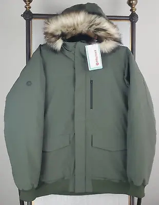 MARMOT NEW $325 Size Large Mens 700 Goose Down OD Green Hood H20 Proof Jacket • $279