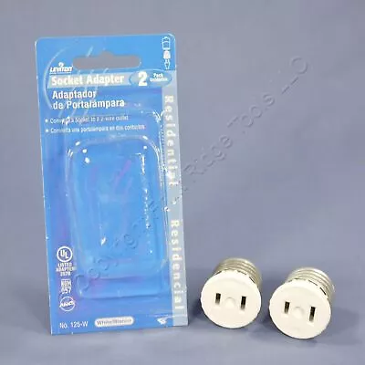 2 Leviton White Light Socket Outlet Plug Lamp Holder Adapters 125 • $6.64