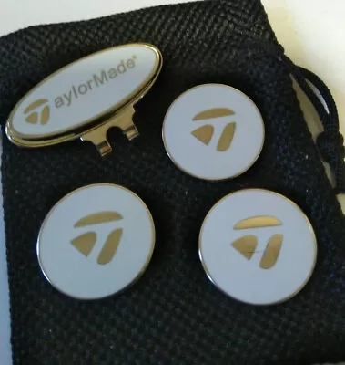£5.79 • Buy 3 White TaylorMade Ball Markers With Integrated Magnet : Free Clip & Pouch  